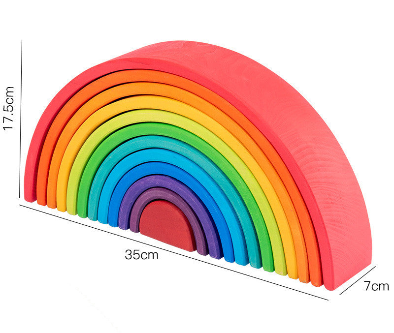 Montessori Rainbow Stacking Blocks – Wooden Open-Ended Building Sets