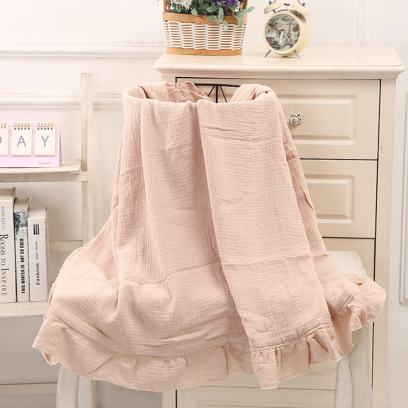 Ruffled Muslin Baby Blanket – Soft Cotton Swaddle (Multiple Colors & Sizes)