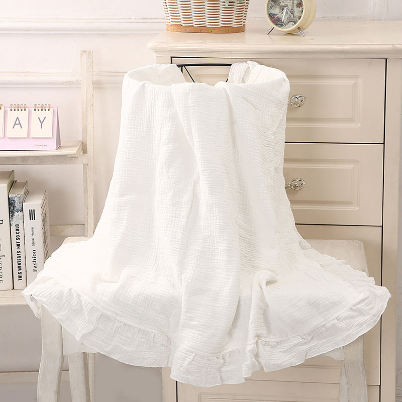 Ruffled Muslin Baby Blanket – Soft Cotton Swaddle (Multiple Colors & Sizes)