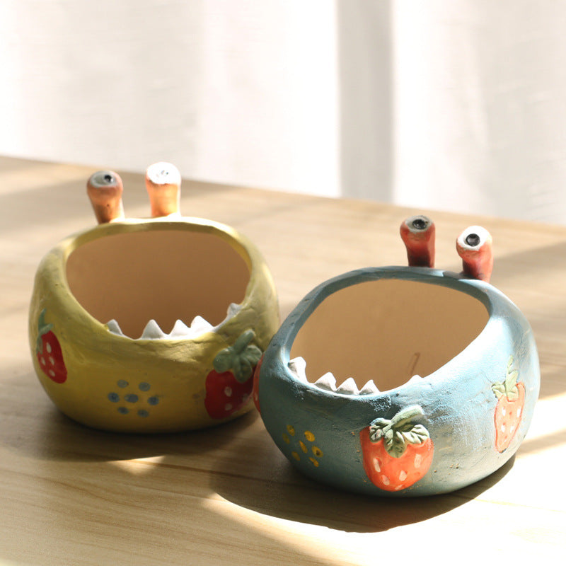 Hand-Painted Monster Planter Flower Pot