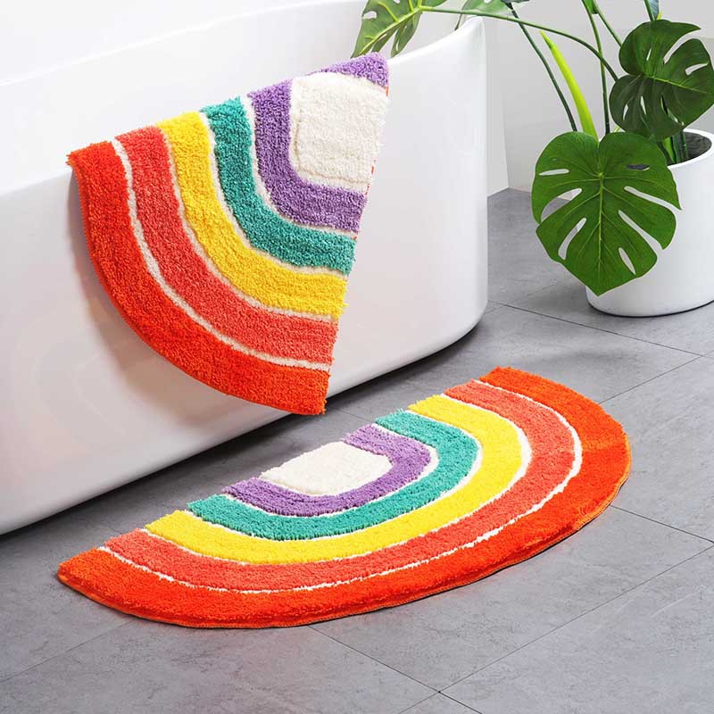 Retro Rainbow Half-Moon Bath Mat