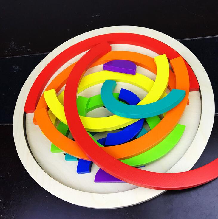 Hand-Dyed Wooden Montessori Toy Collection – Arches, Cubes, Towers & Shapes
