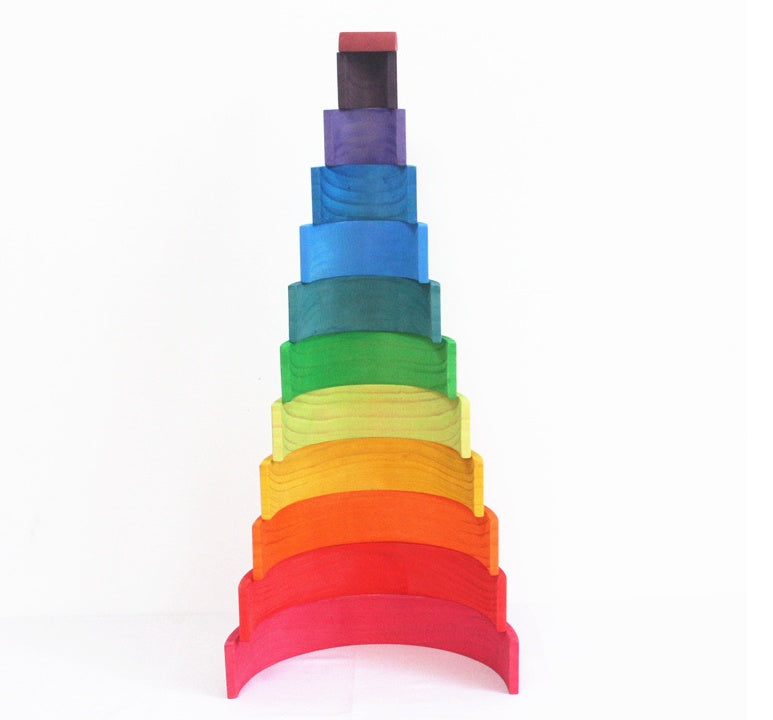 Hand-Dyed Wooden Montessori Toy Collection – Arches, Cubes, Towers & Shapes