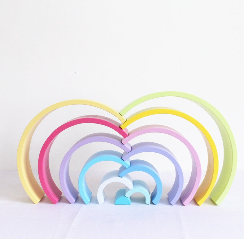 Hand-Dyed Wooden Montessori Toy Collection – Arches, Cubes, Towers & Shapes