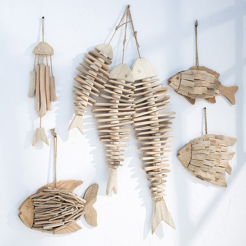 Vintage Style Hand-Carved Wooden Fish Wall Hanging – Nordic Coastal Decor (Multiple Styles)