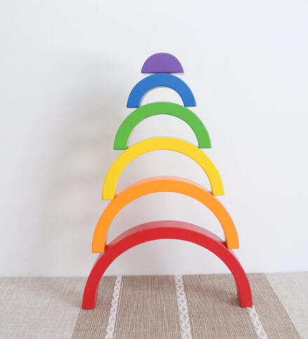 Hand-Dyed Wooden Montessori Toy Collection – Arches, Cubes, Towers & Shapes