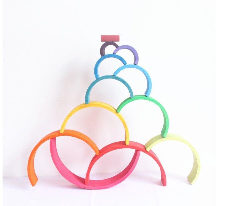 Hand-Dyed Wooden Montessori Toy Collection – Arches, Cubes, Towers & Shapes