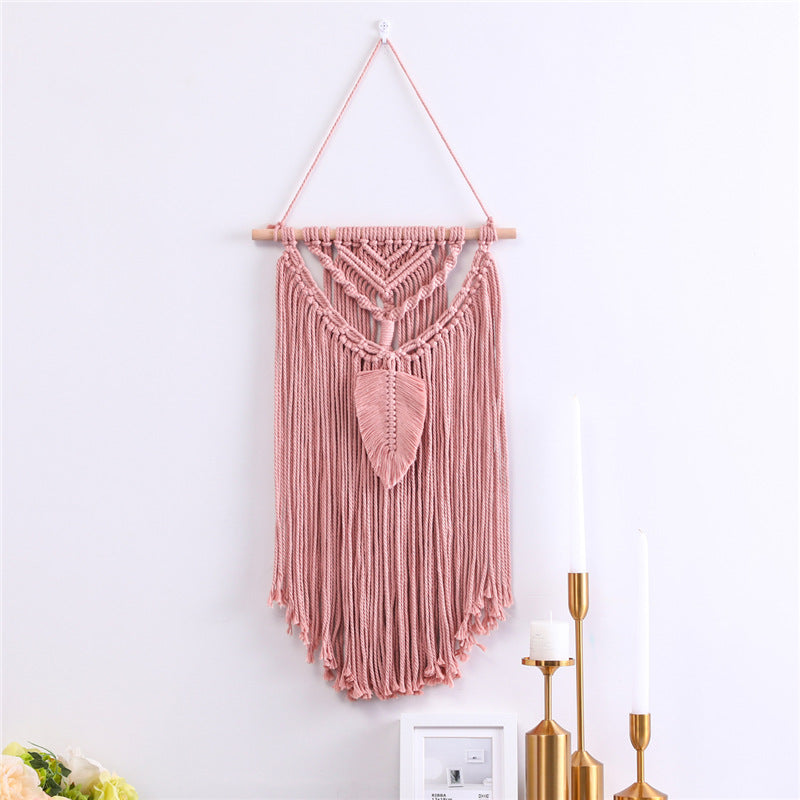 Bohemian Handwoven Cotton Wall Hanging – Nordic Fringe Tapestry (35x65cm)