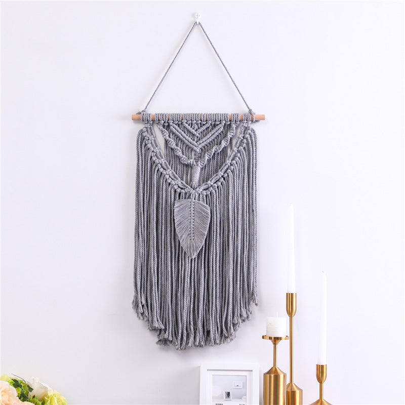 Bohemian Handwoven Cotton Wall Hanging – Nordic Fringe Tapestry (35x65cm)