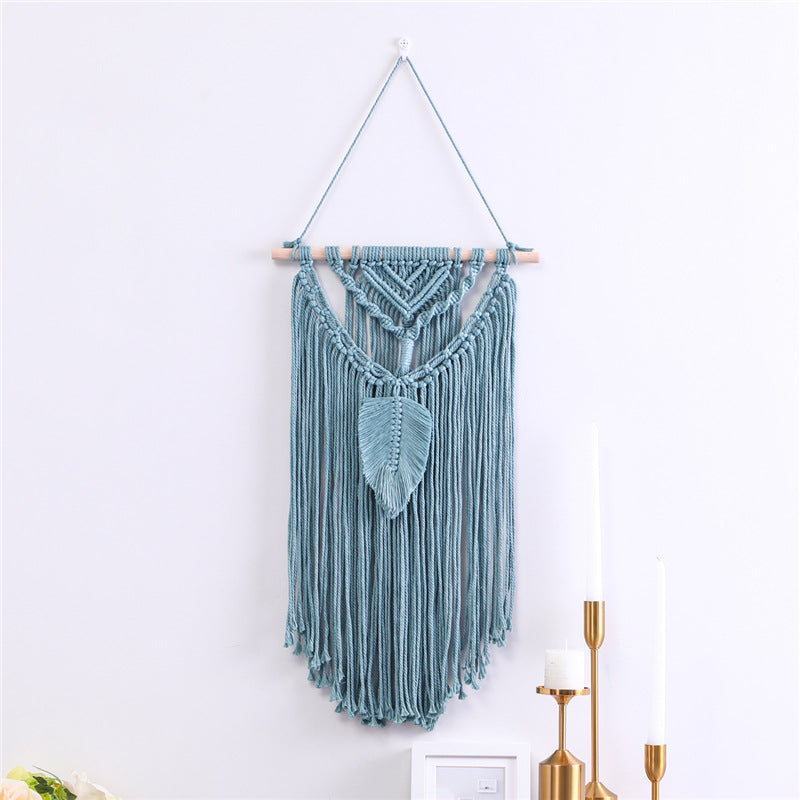 Bohemian Handwoven Cotton Wall Hanging – Nordic Fringe Tapestry (35x65cm)