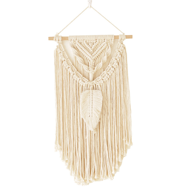 Bohemian Handwoven Cotton Wall Hanging – Nordic Fringe Tapestry (35x65cm)