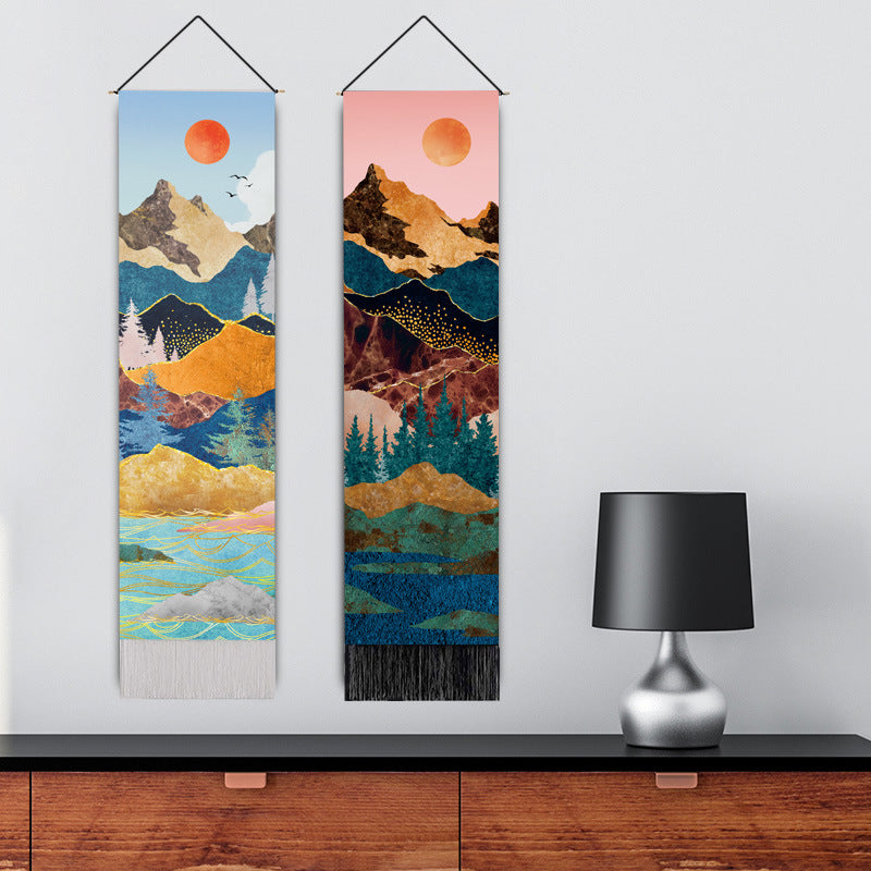 Sunrise Ridge Woven Wall Hanging – Nordic Landscape Tapestry (32.5x130cm)