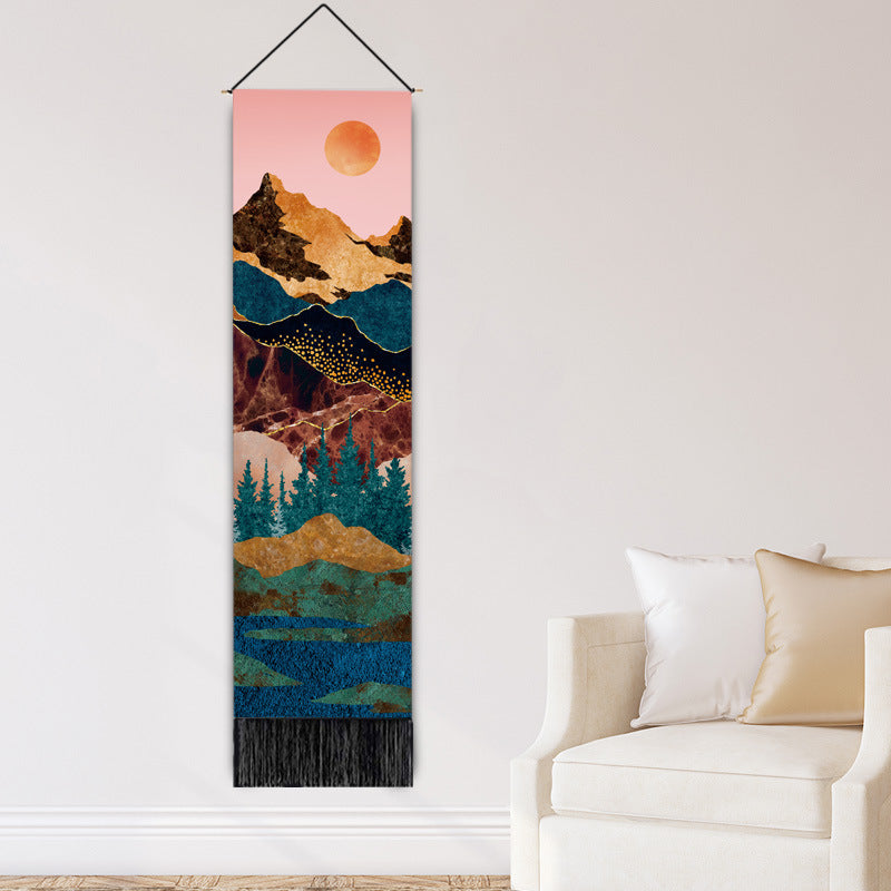 Sunrise Ridge Woven Wall Hanging – Nordic Landscape Tapestry (32.5x130cm)