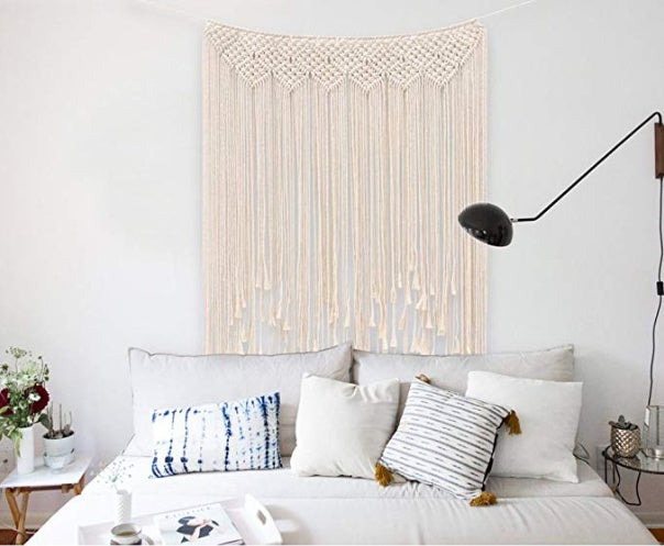 Handwoven Nordic Fringe Wall Tapestry – Cotton Blend Boho Wall Hanging