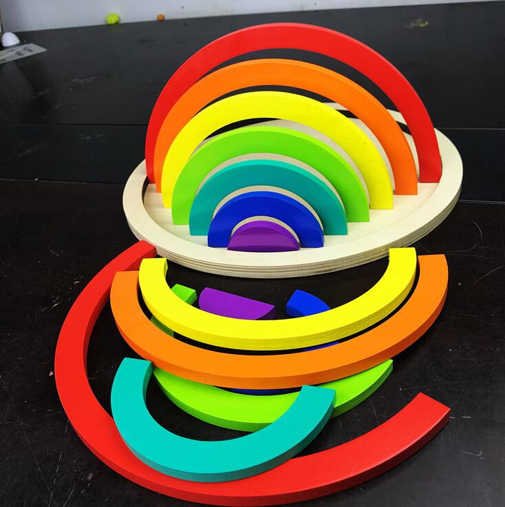 Hand-Dyed Wooden Montessori Toy Collection – Arches, Cubes, Towers & Shapes