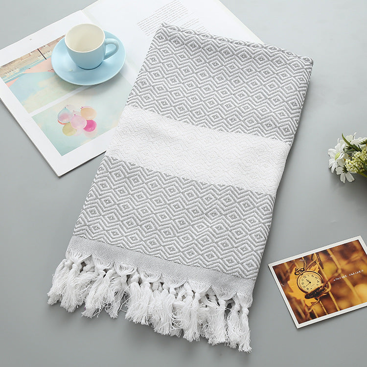 Geometric Tassel Turkish Cotton Towel