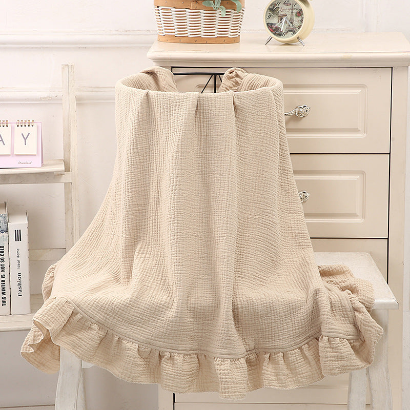 Ruffled Muslin Baby Blanket – Soft Cotton Swaddle (Multiple Colors & Sizes)