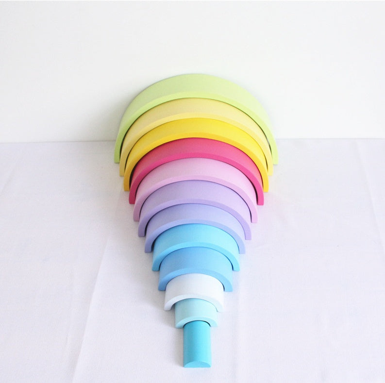 Hand-Dyed Wooden Montessori Toy Collection – Arches, Cubes, Towers & Shapes