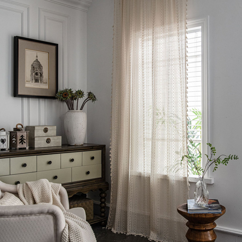 Copper Lace Light-Filtering Curtain