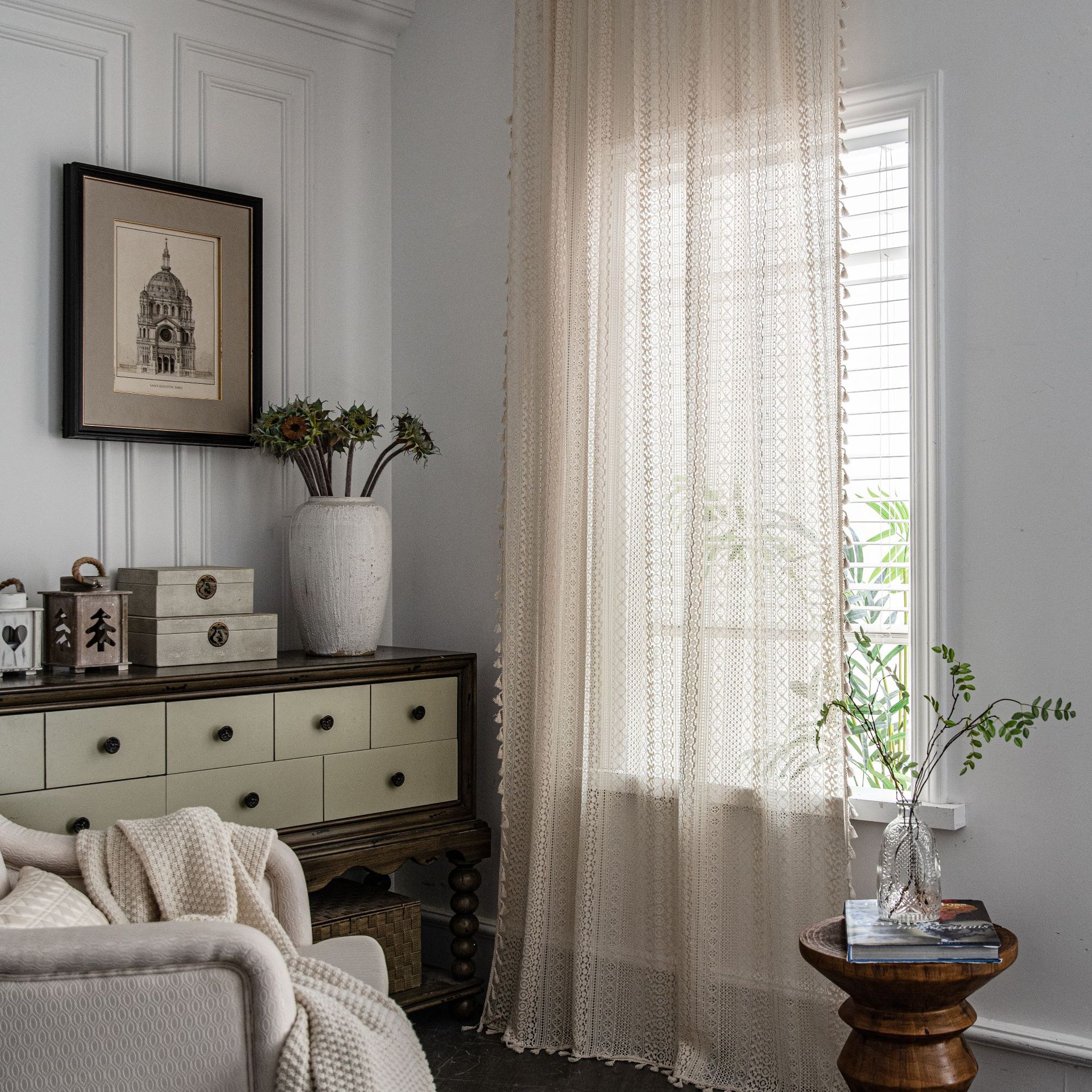 Copper Lace Light-Filtering Curtain