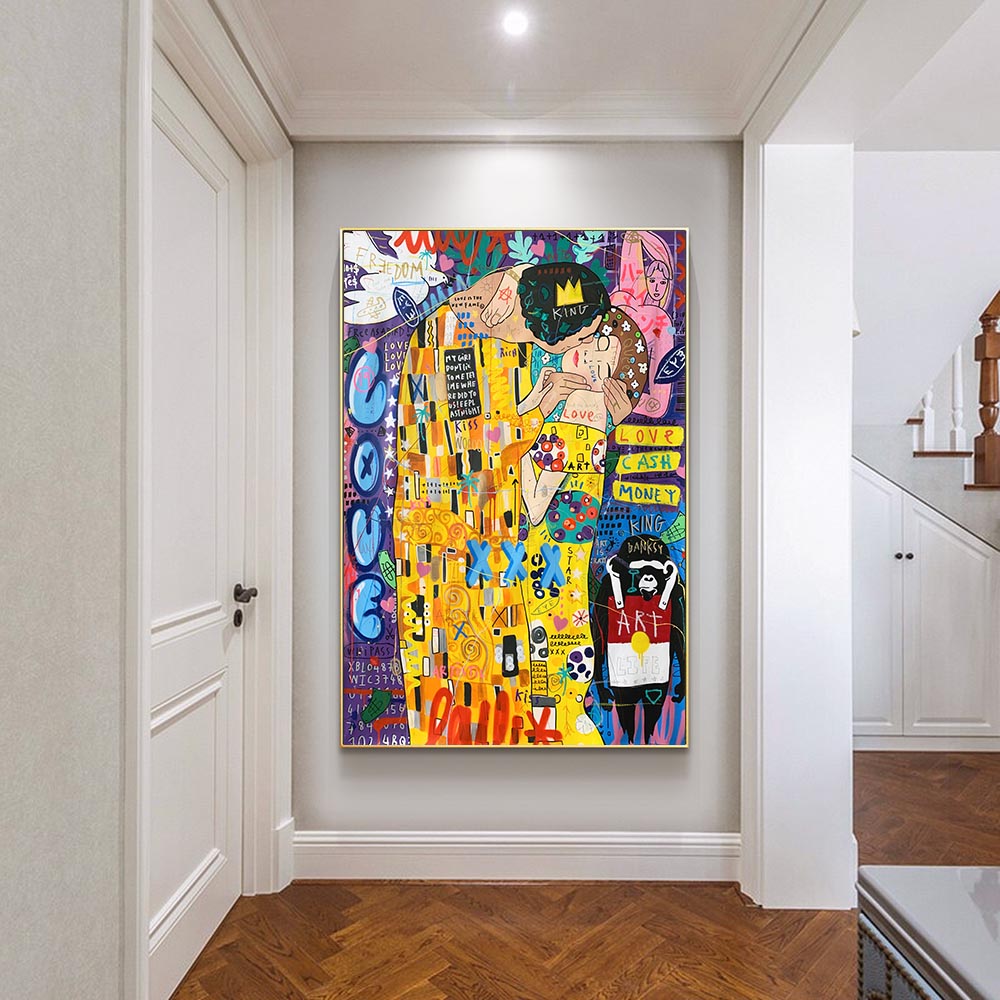 Golden Embrace — Klimt-Inspired Canvas Print - Frameless