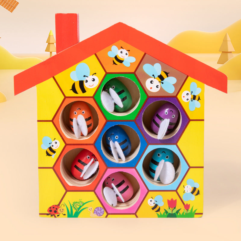 Wooden Bee Sorting Game – Fine Motor Clamp Toy