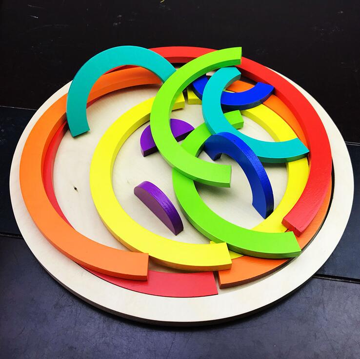 Hand-Dyed Wooden Montessori Toy Collection – Arches, Cubes, Towers & Shapes