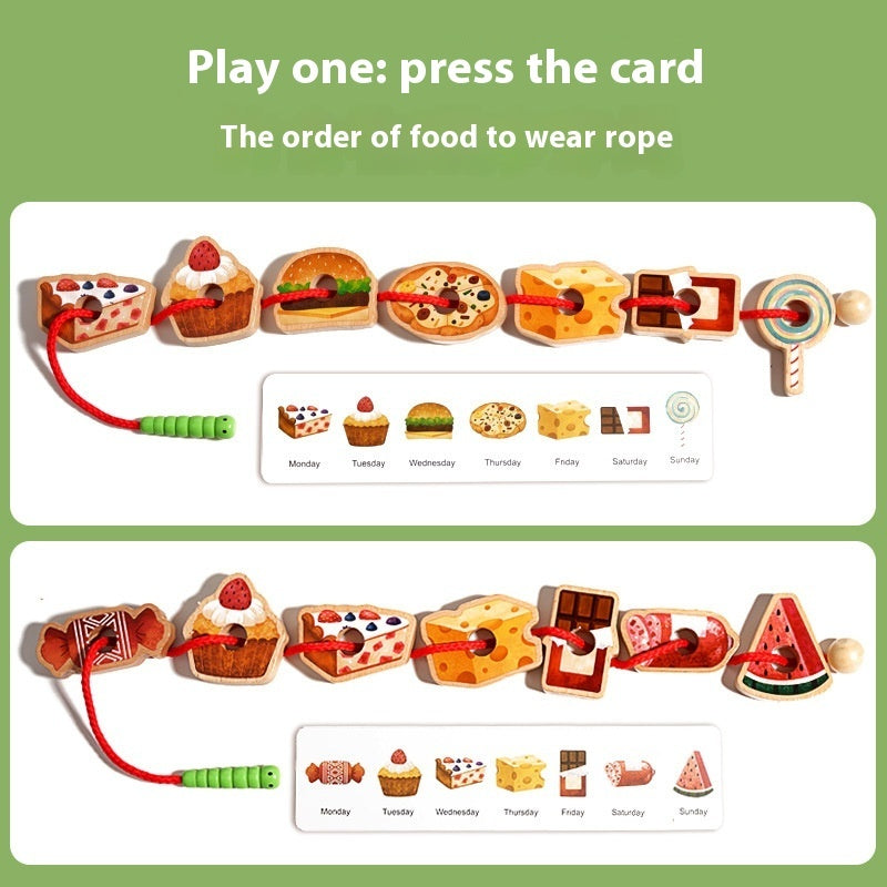 Wooden Lacing Toy – Caterpillar Threading Set