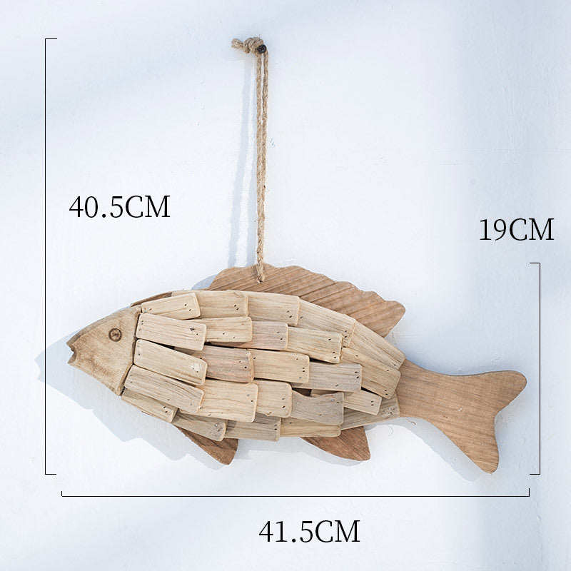 Vintage Style Hand-Carved Wooden Fish Wall Hanging – Nordic Coastal Decor (Multiple Styles)