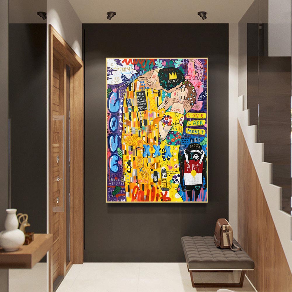 Golden Embrace — Klimt-Inspired Canvas Print - Frameless