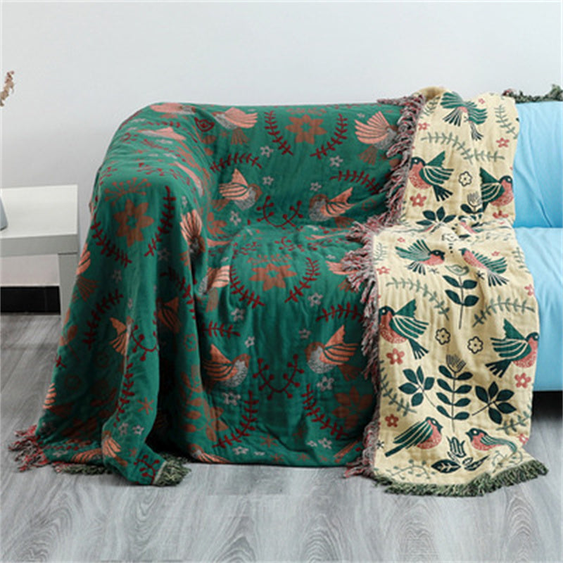 Bohemian Woven Cotton Blanket – Lightweight All-Season Throw & Bed Cover