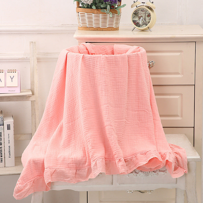 Ruffled Muslin Baby Blanket – Soft Cotton Swaddle (Multiple Colors & Sizes)