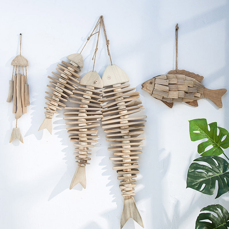 Vintage Style Hand-Carved Wooden Fish Wall Hanging – Nordic Coastal Decor (Multiple Styles)