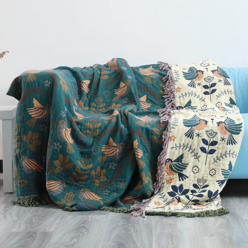 Bohemian Woven Cotton Blanket – Lightweight All-Season Throw & Bed Cover