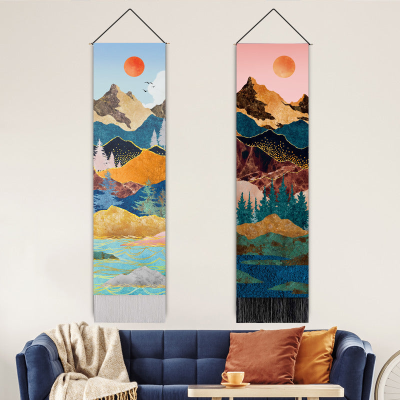 Sunrise Ridge Woven Wall Hanging – Nordic Landscape Tapestry (32.5x130cm)