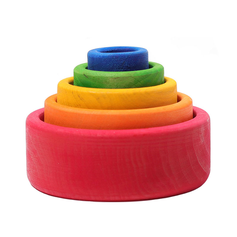 Hand-Dyed Wooden Montessori Toy Collection – Arches, Cubes, Towers & Shapes