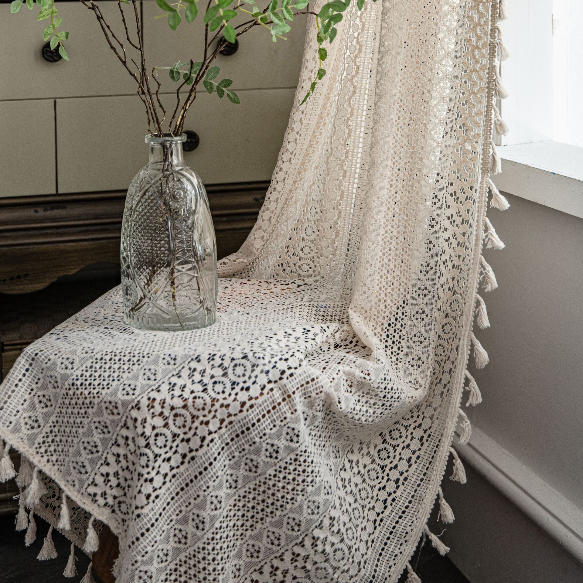 Copper Lace Light-Filtering Curtain