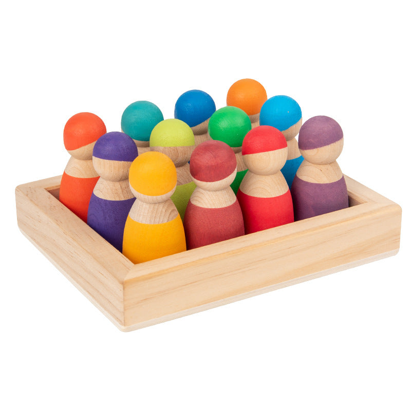Montessori Rainbow Stacking Blocks – Wooden Open-Ended Building Sets