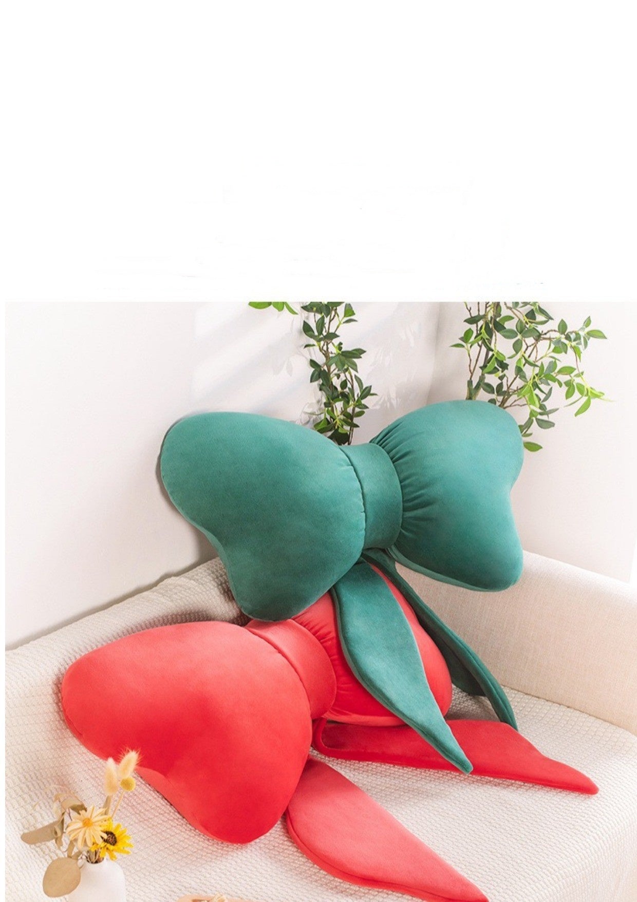 Velvet Bow Accent Cushion