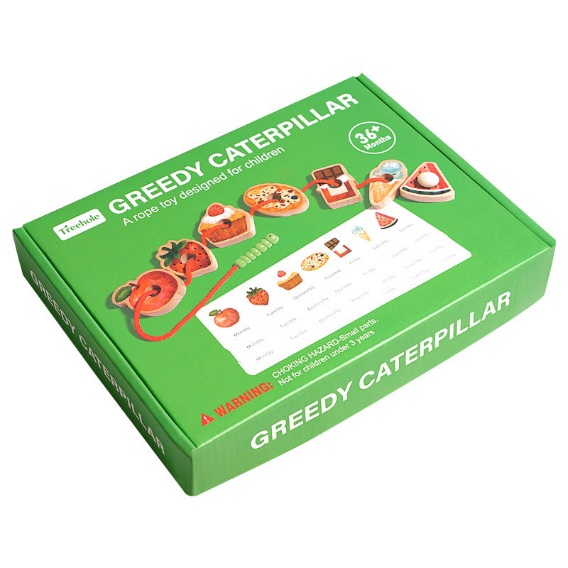 Wooden Lacing Toy – Caterpillar Threading Set