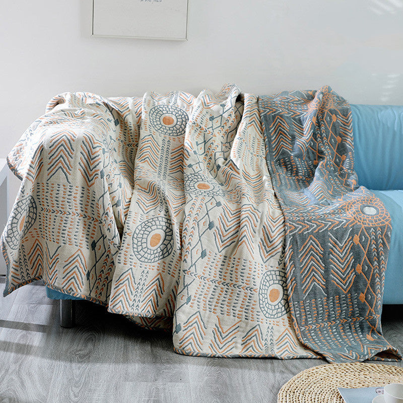 Bohemian Woven Cotton Blanket – Lightweight All-Season Throw & Bed Cover