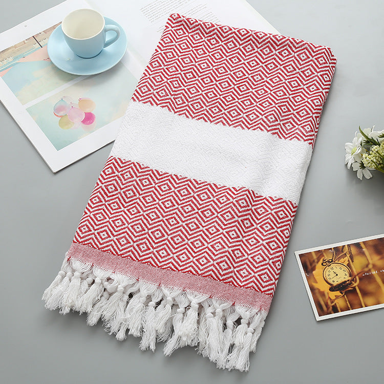 Geometric Tassel Turkish Cotton Towel