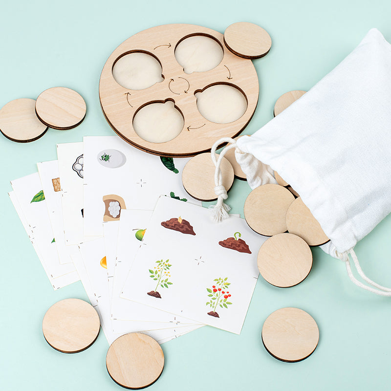 Montessori Life Cycle Learning Board – Wooden Nature Sequencing Set