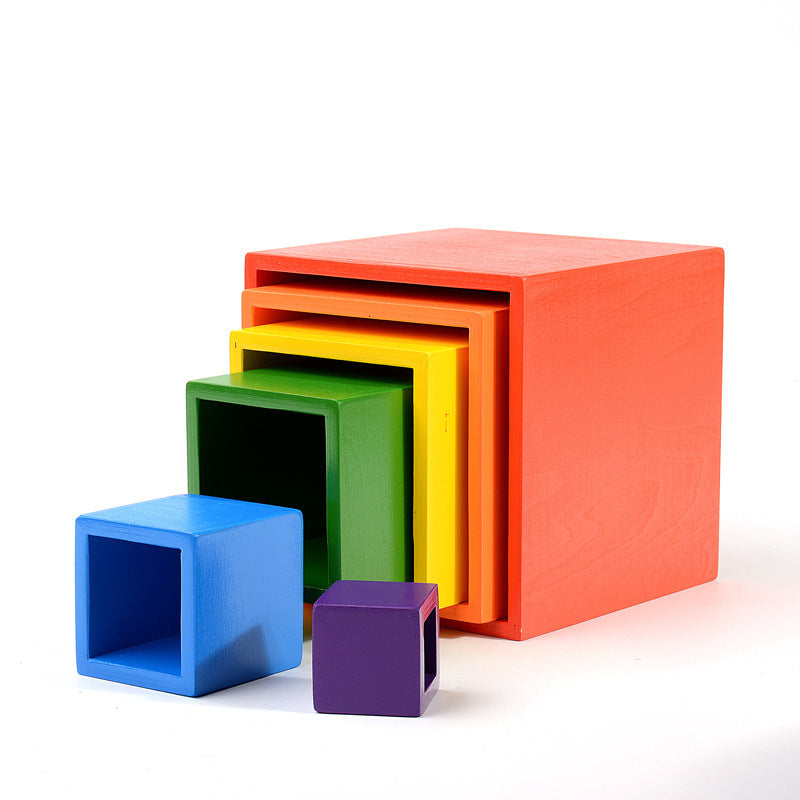 Hand-Dyed Wooden Montessori Toy Collection – Arches, Cubes, Towers & Shapes