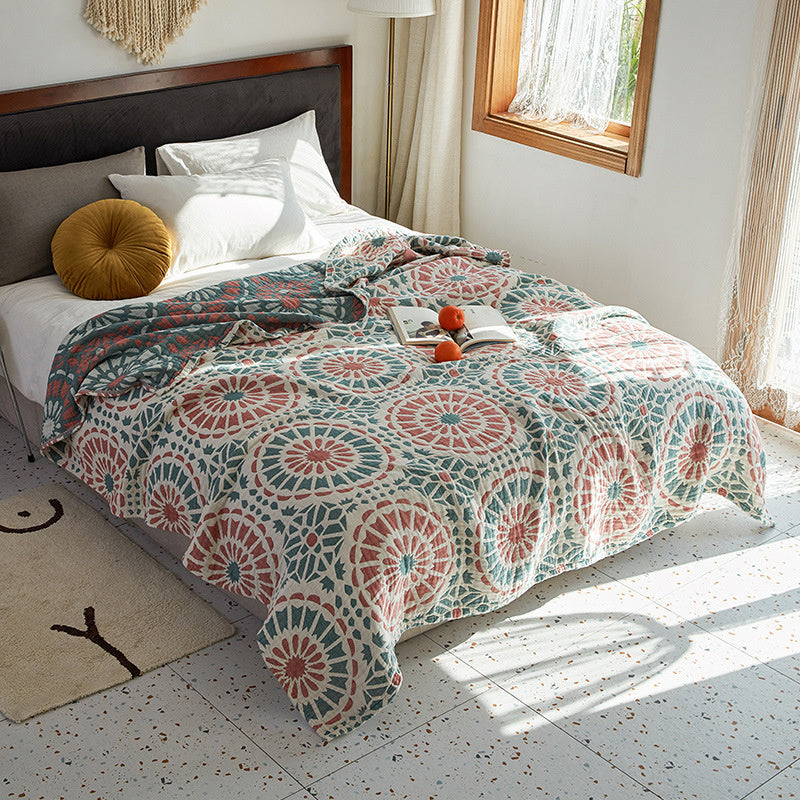 Bohemian Woven Cotton Blanket – Lightweight All-Season Throw & Bed Cover