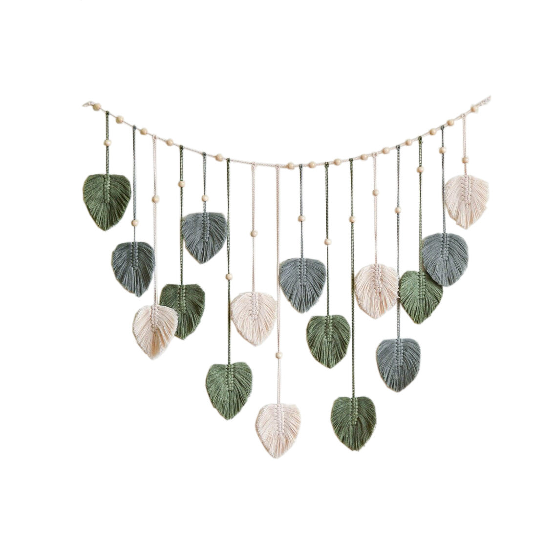 Nordic Leaf Wall Tapestry – Handwoven Cotton Hanging (120x75cm)