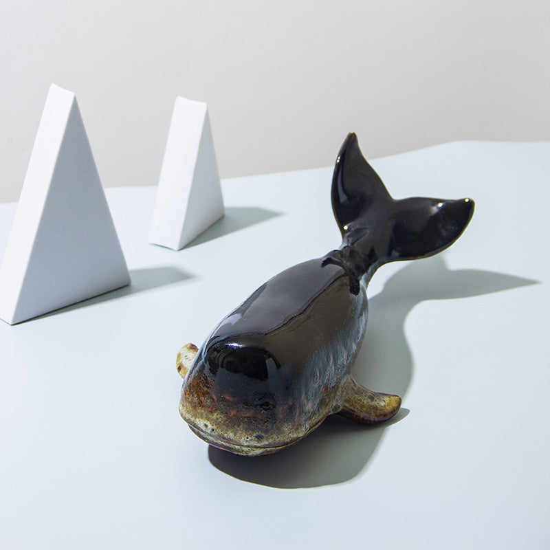 Midnight Tide Ceramic Whale