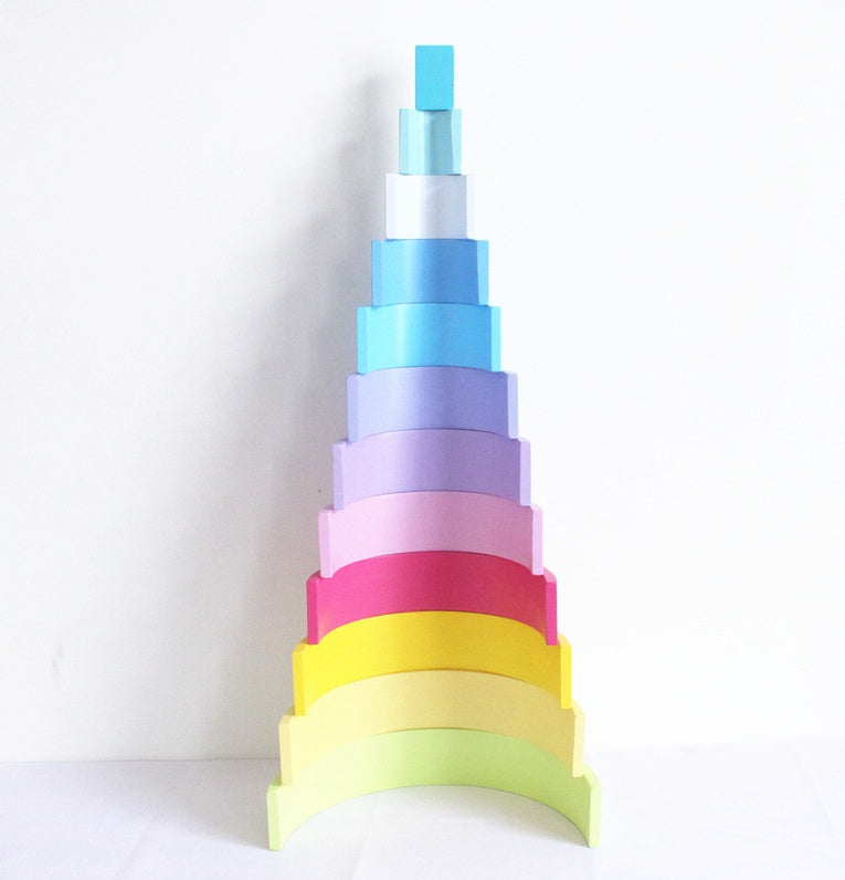 Hand-Dyed Wooden Montessori Toy Collection – Arches, Cubes, Towers & Shapes