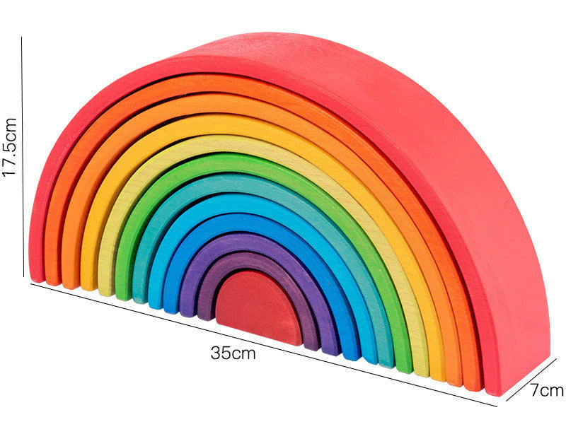 Montessori Rainbow Stacking Blocks – Wooden Open-Ended Building Sets