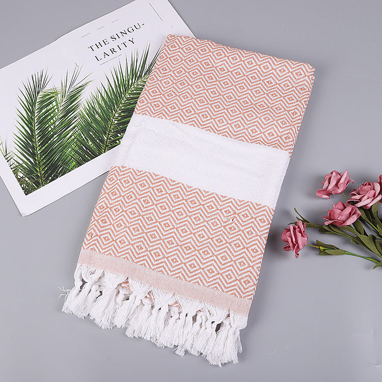 Geometric Tassel Turkish Cotton Towel